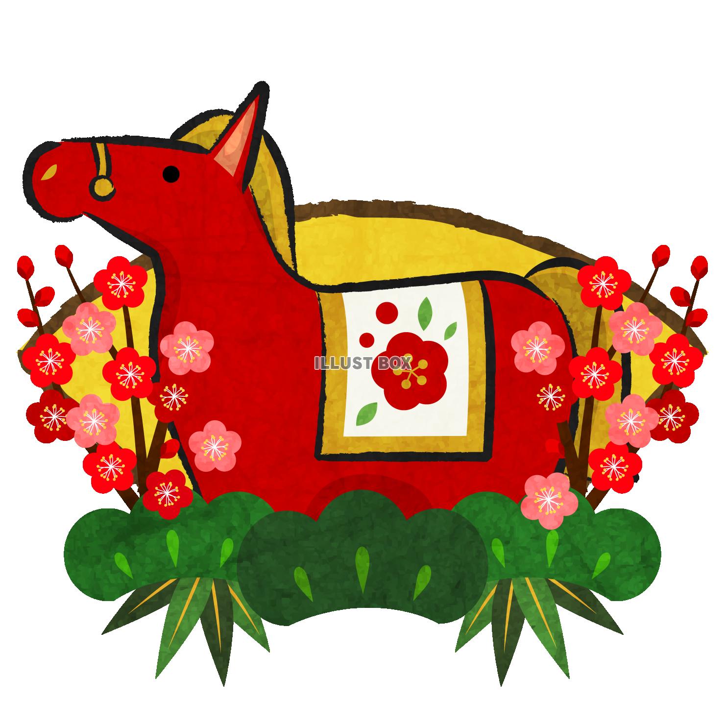 午年年賀アイコン09・赤の馬