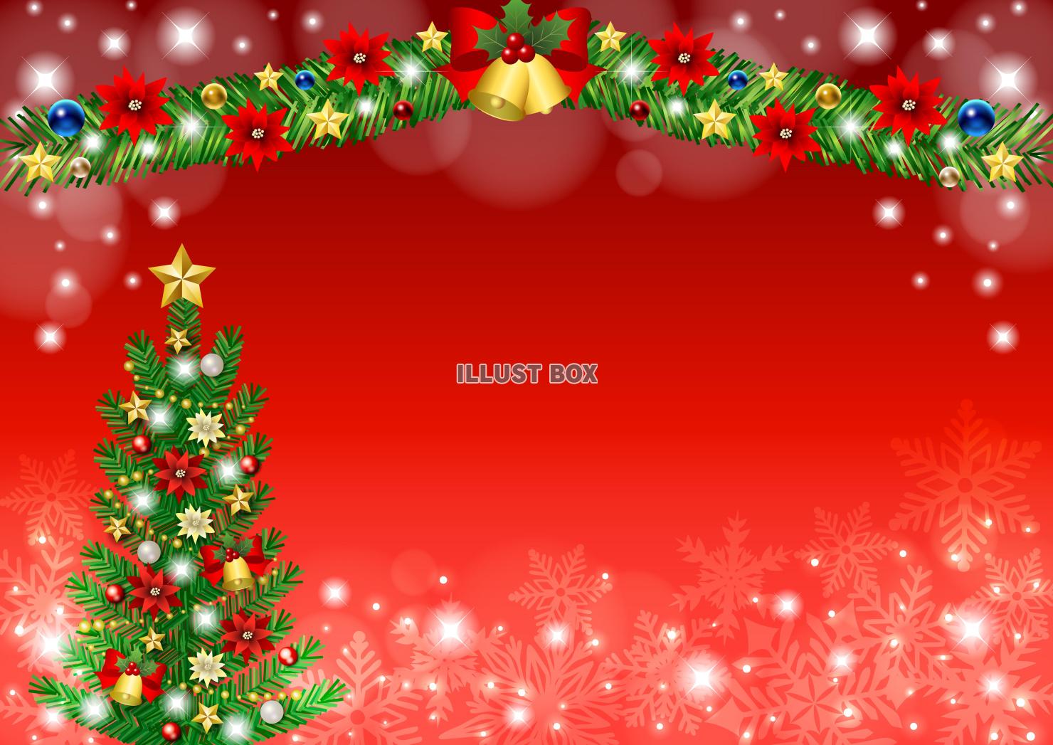 クリスマス背景25・モール・ツリー・赤・横
