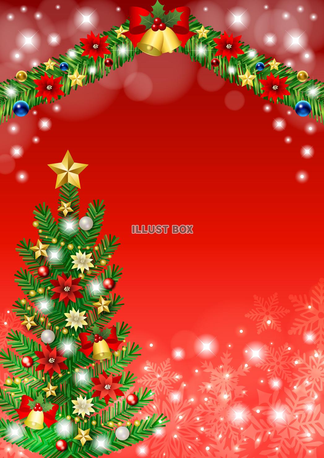 クリスマス背景25・モール・ツリー・赤・縦