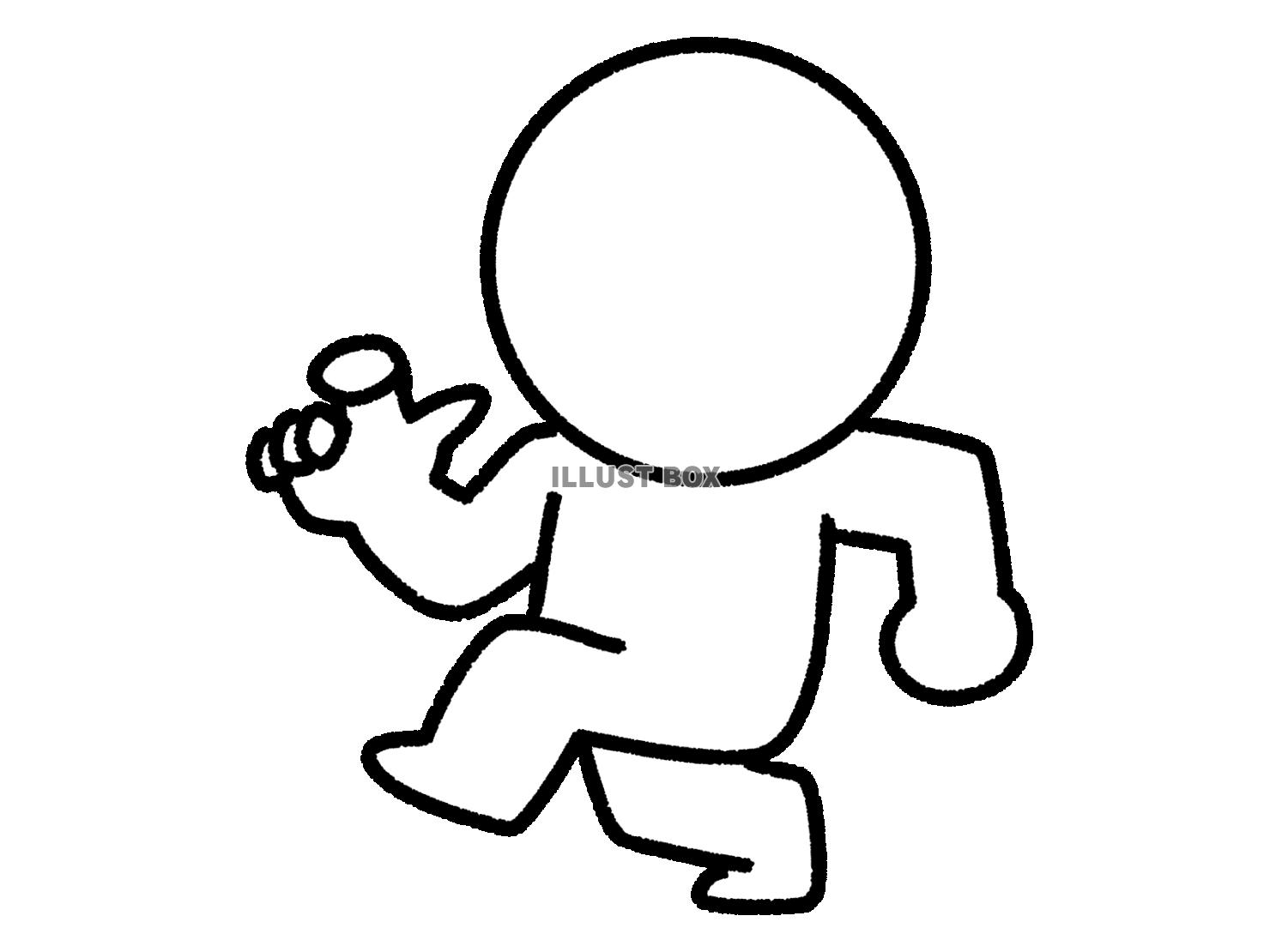 歩きながら指さしている棒人間