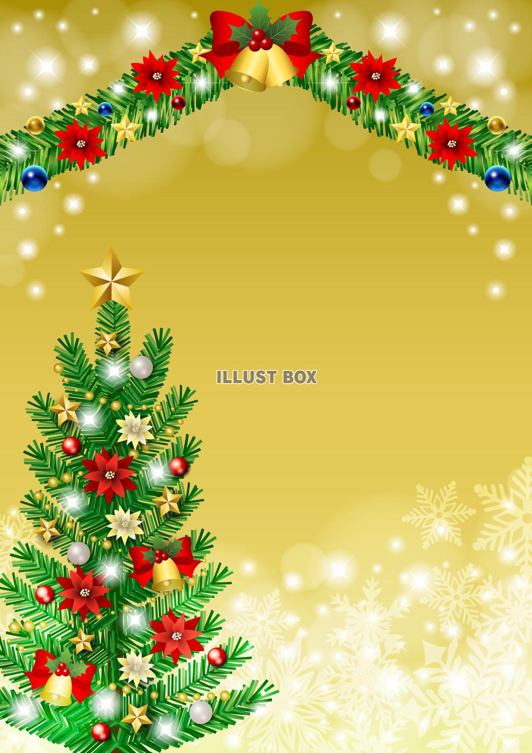 クリスマス背景25・モール・ツリー・金・縦