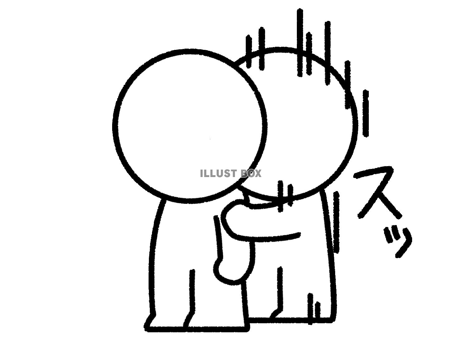 人の後ろにスッと現れる棒人間