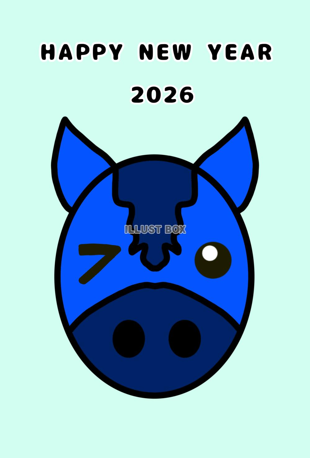 カラフル馬年賀状(青)