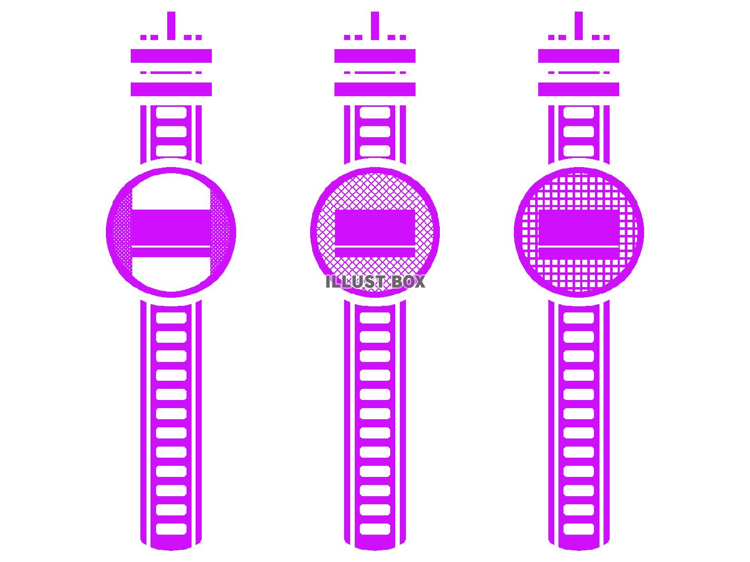 紫色の腕時計のセットのシルエット