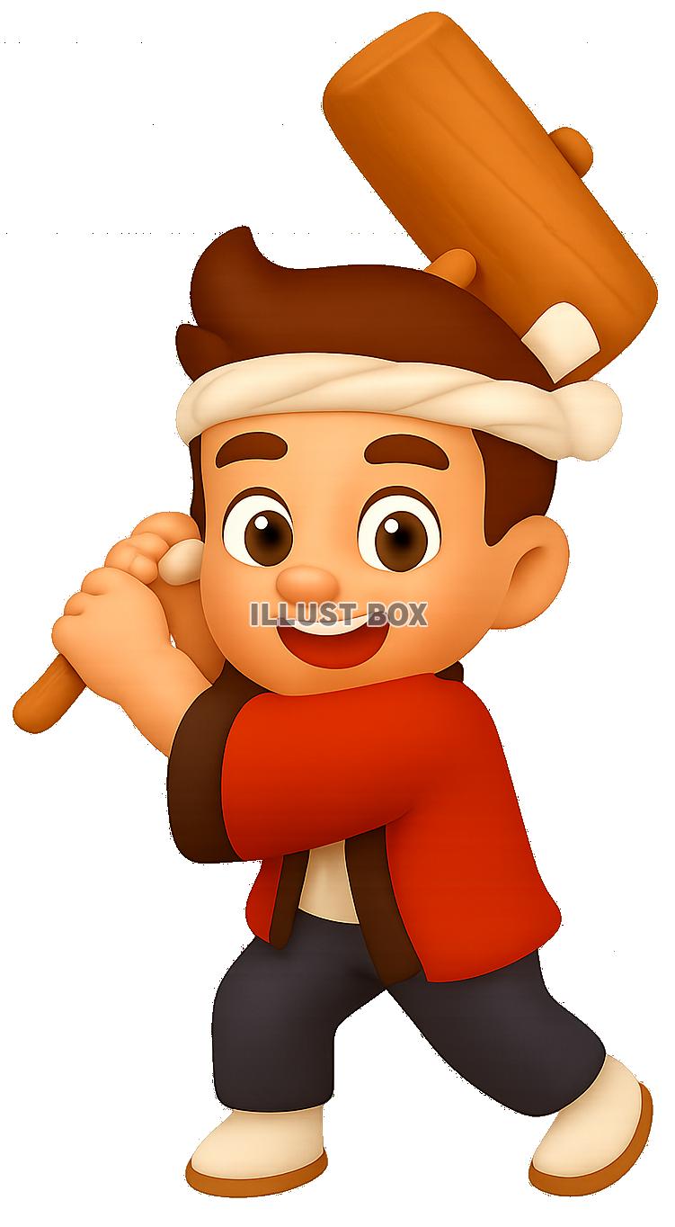 餅つき　杵　子供