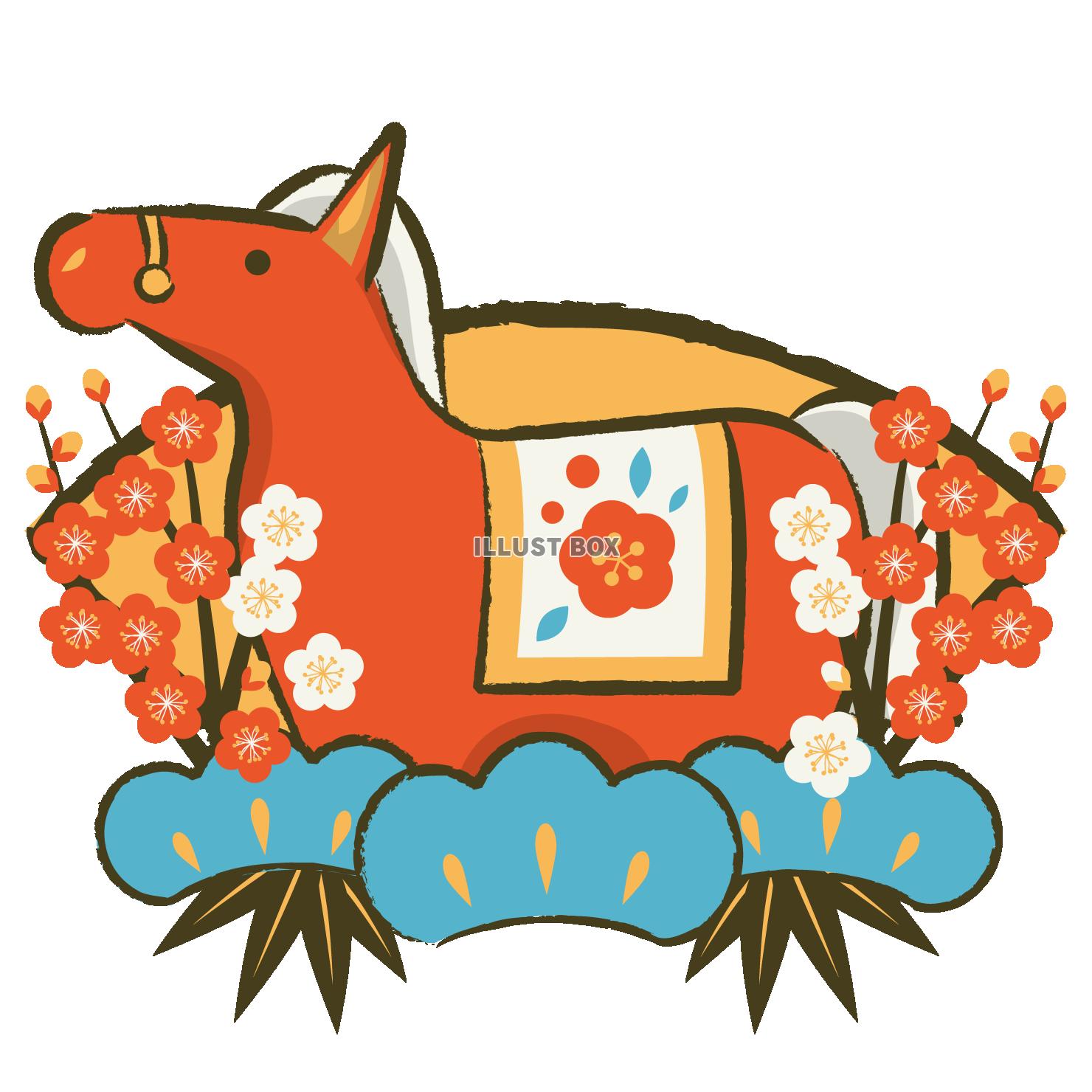 午年年賀アイコン09レトロカラー・赤の馬