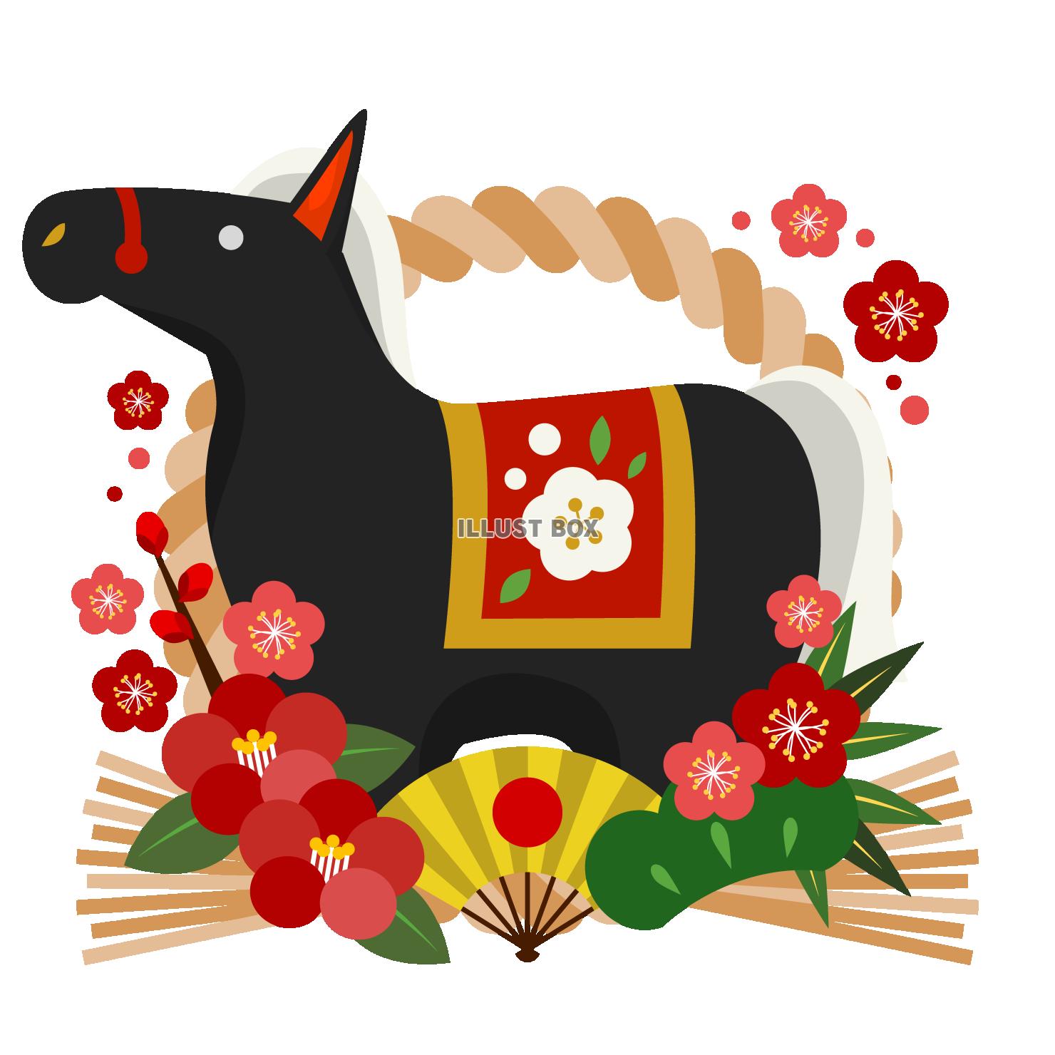 午年年賀アイコン10・黒の馬