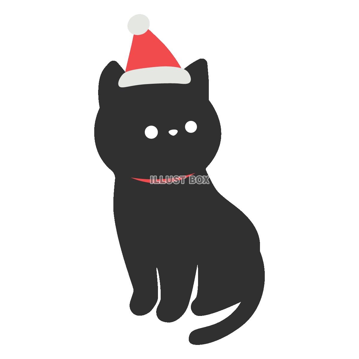 サンタ帽子の黒猫