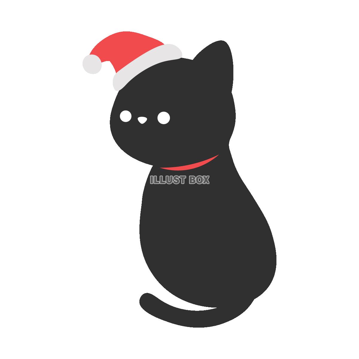 サンタ帽子の黒猫