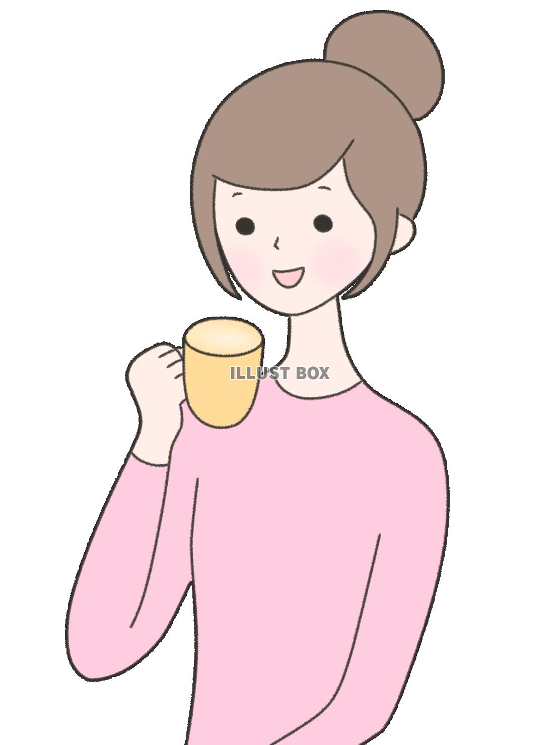 【飲み物を飲む女性】１　透過png