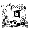 午年年賀アイコン10・モノクロの馬