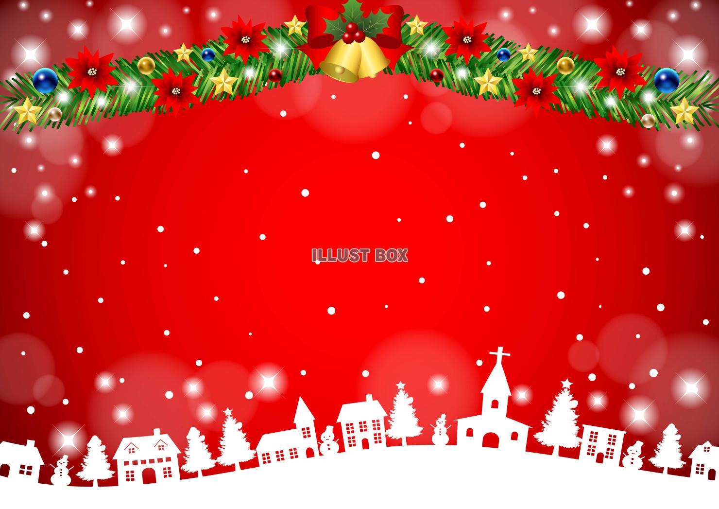 クリスマス背景25・街並み・モール・赤・横