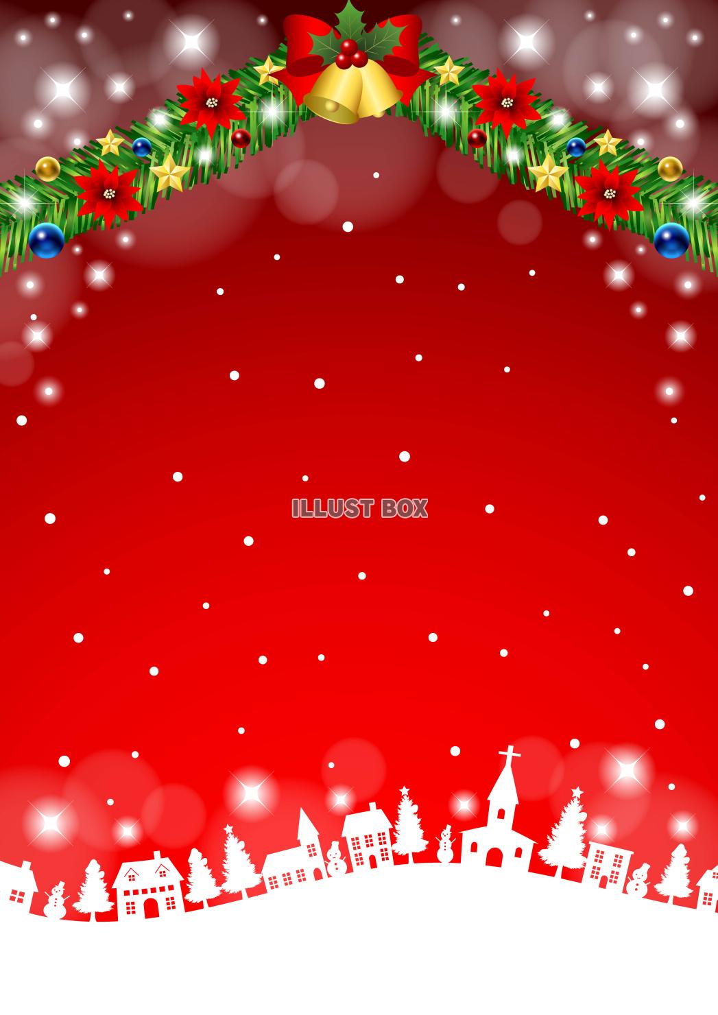 クリスマス背景25・街並み・モール・赤・縦