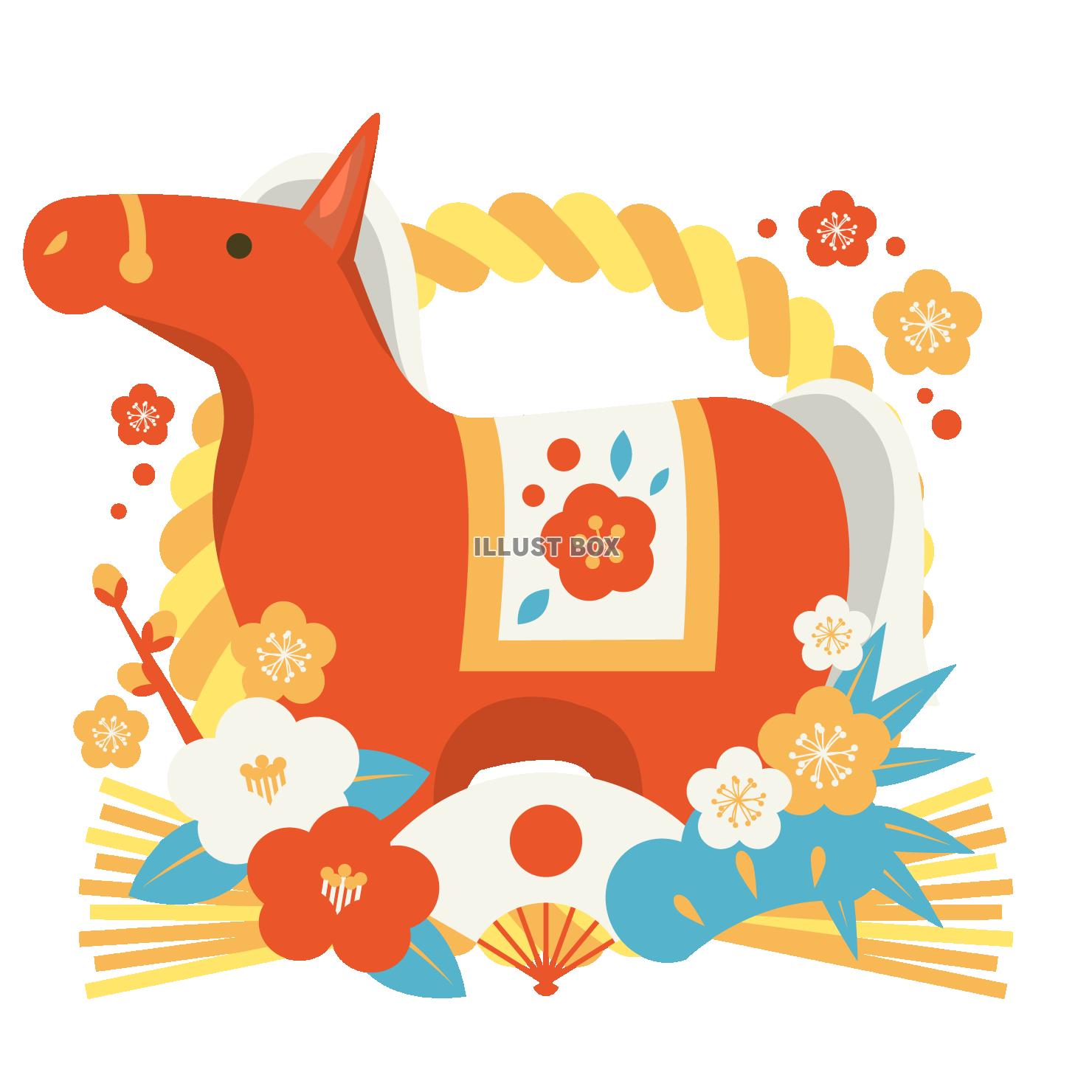 午年年賀アイコン10レトロカラー・赤の馬