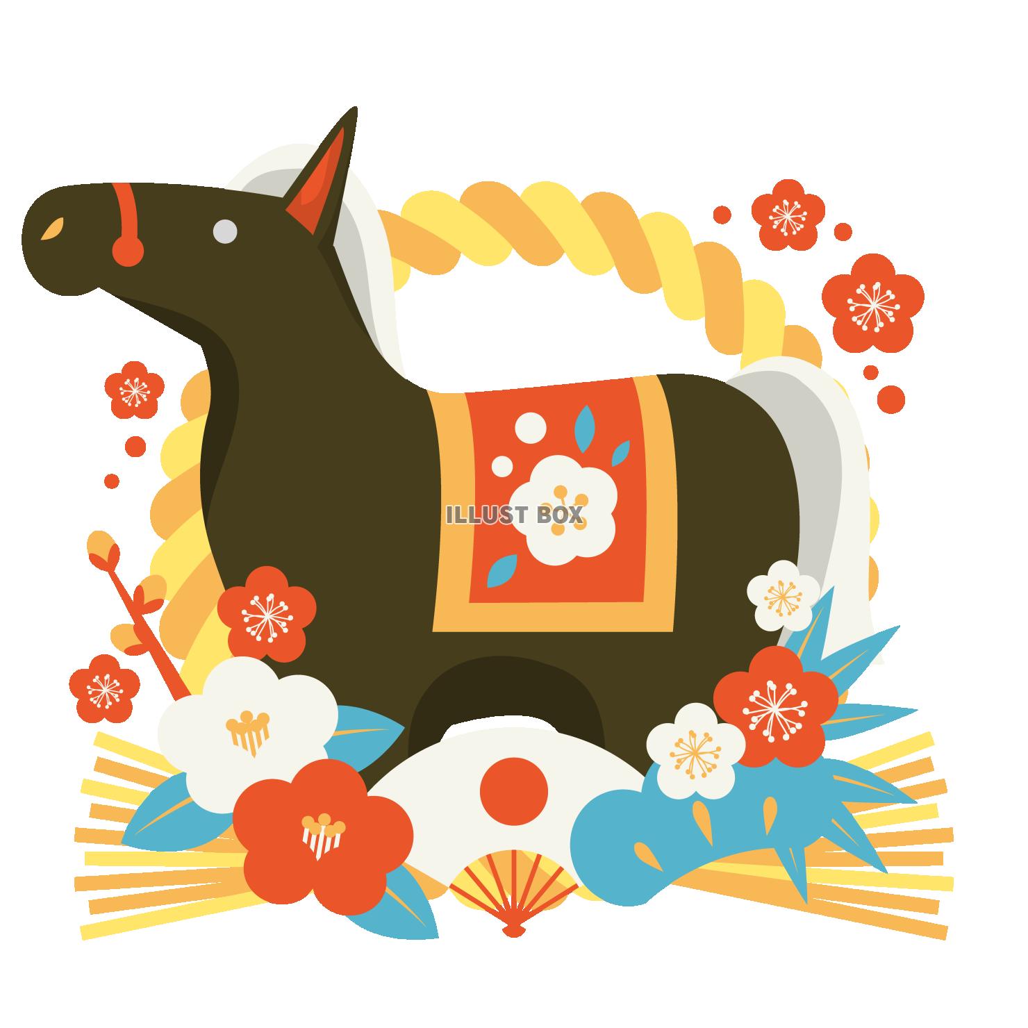 午年年賀アイコン10レトロカラー・黒の馬