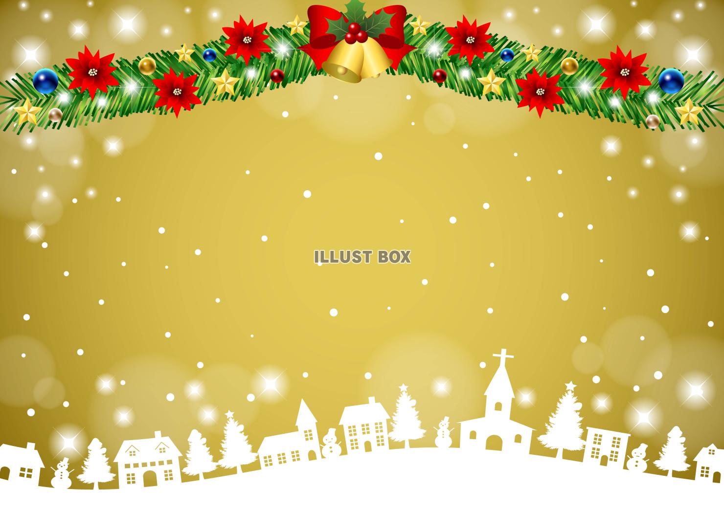 クリスマス背景25・街並み・モール・金・横