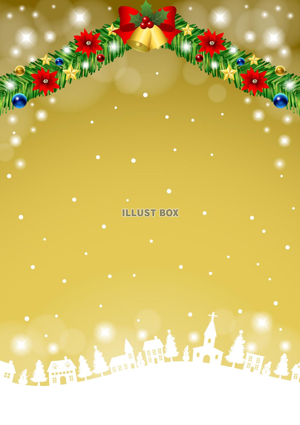 クリスマス背景25・街並み・モール・金・縦