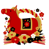 午年年賀アイコン10赤黒カラー・赤の馬