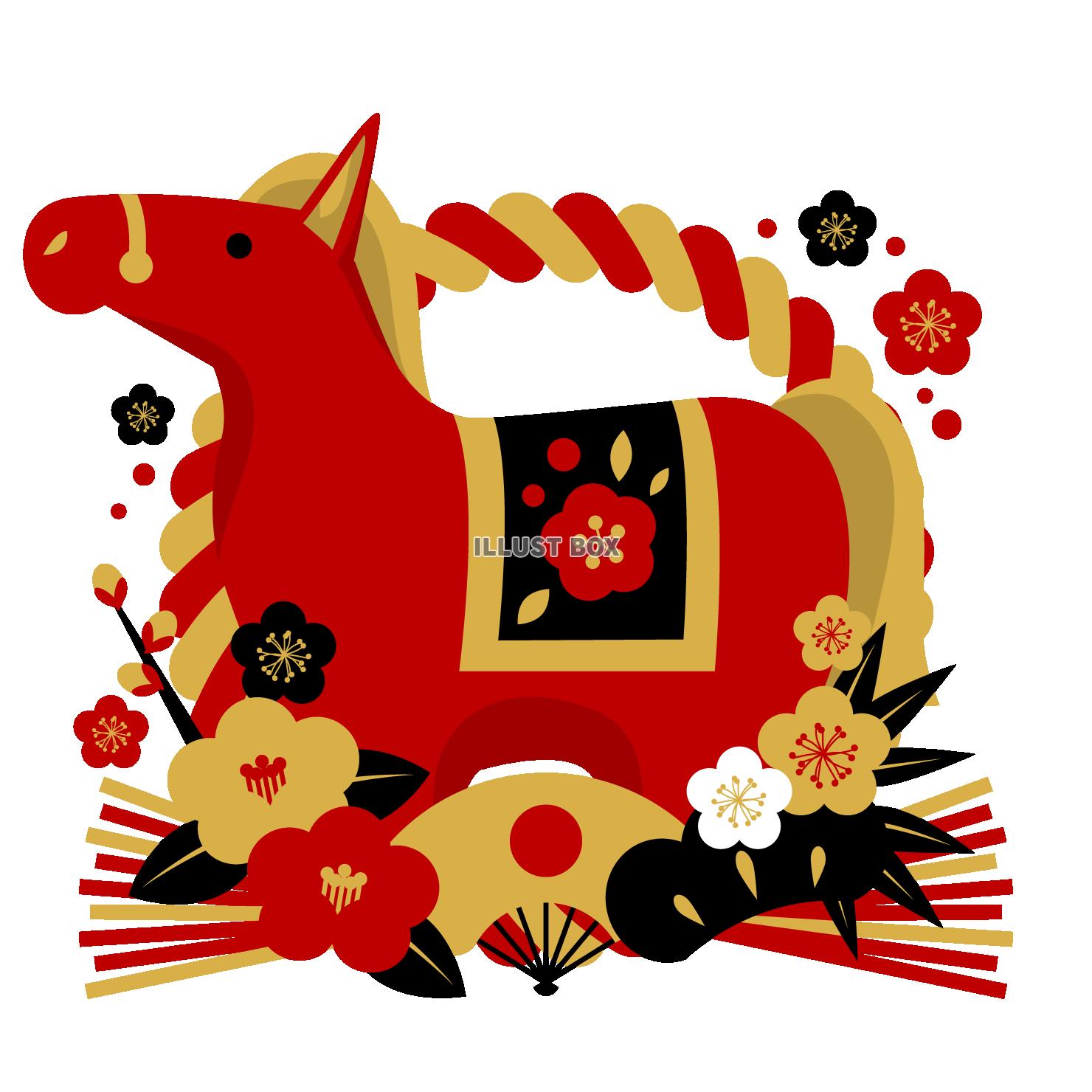 午年年賀アイコン10赤黒カラー・赤の馬