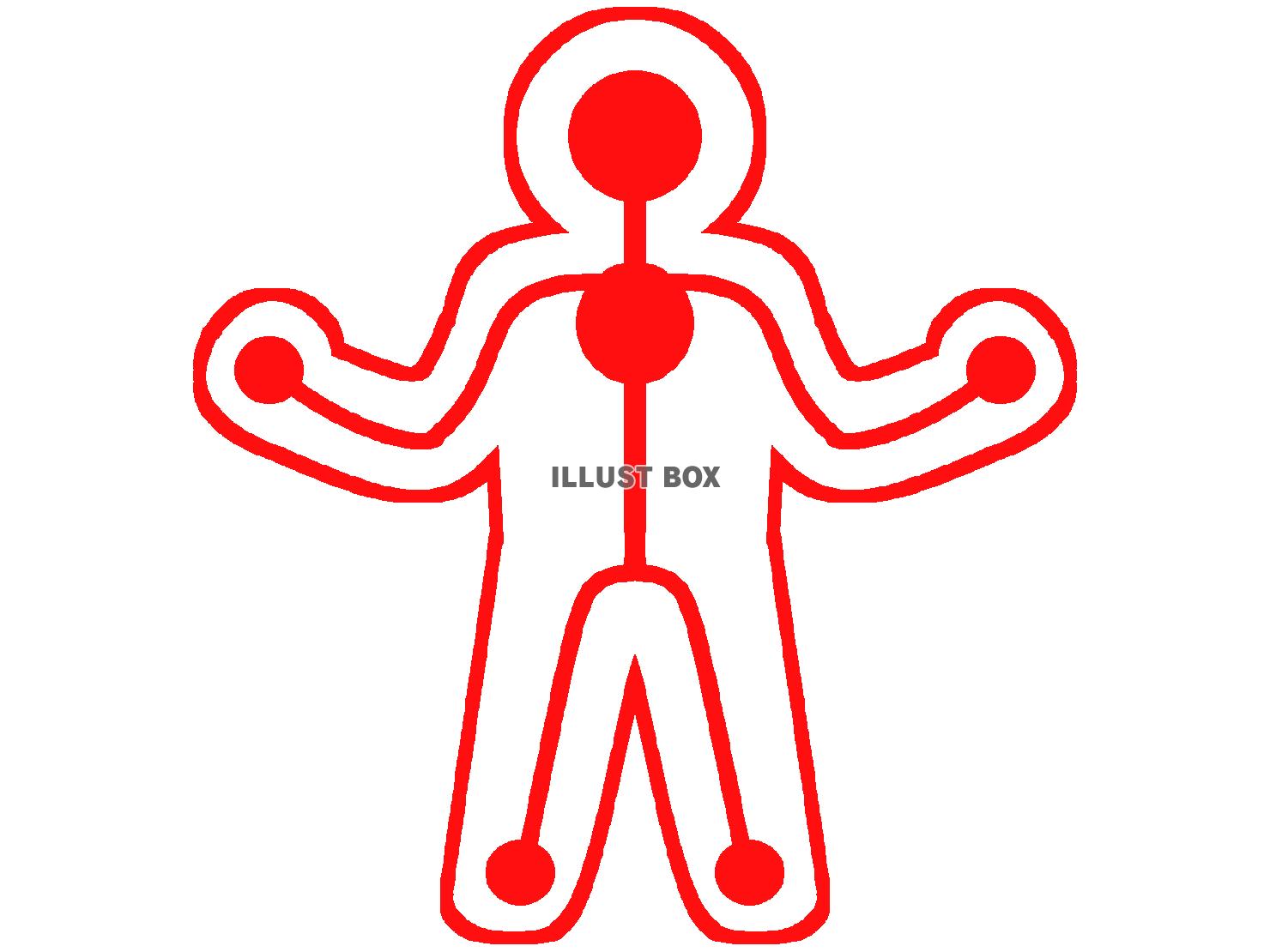 赤色の身体強化の魔法を使うピクトグラムのシルエット