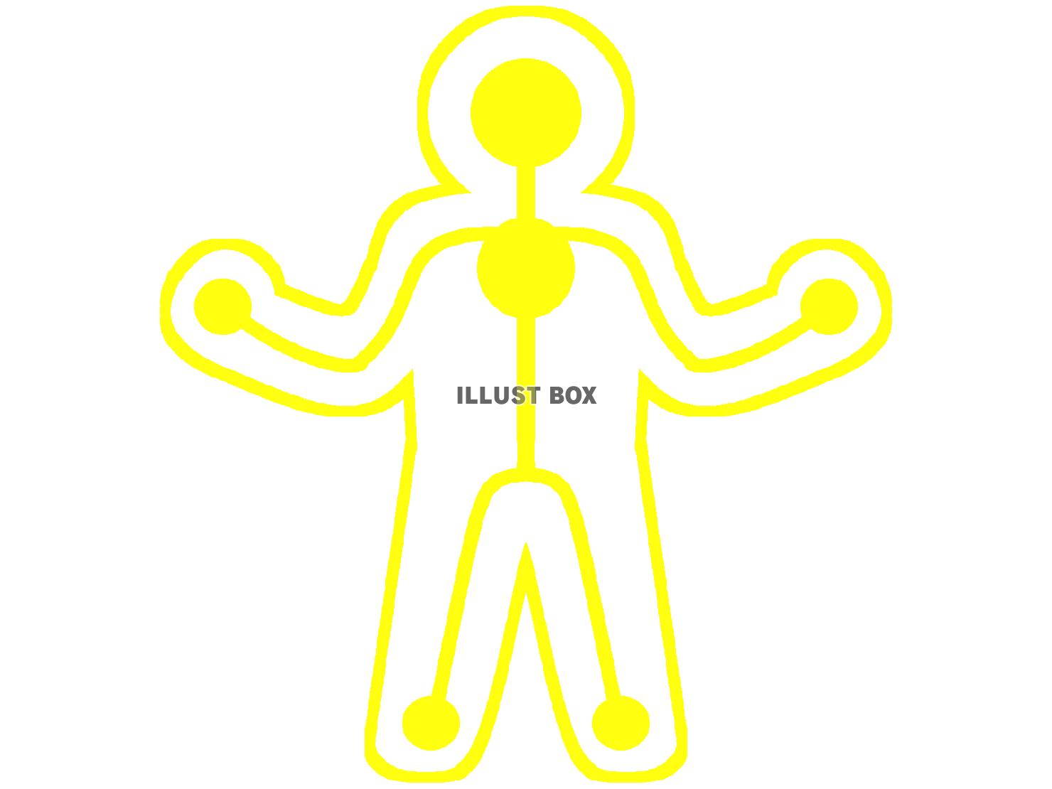 黄色の身体強化の魔法を使うピクトグラムのシルエット