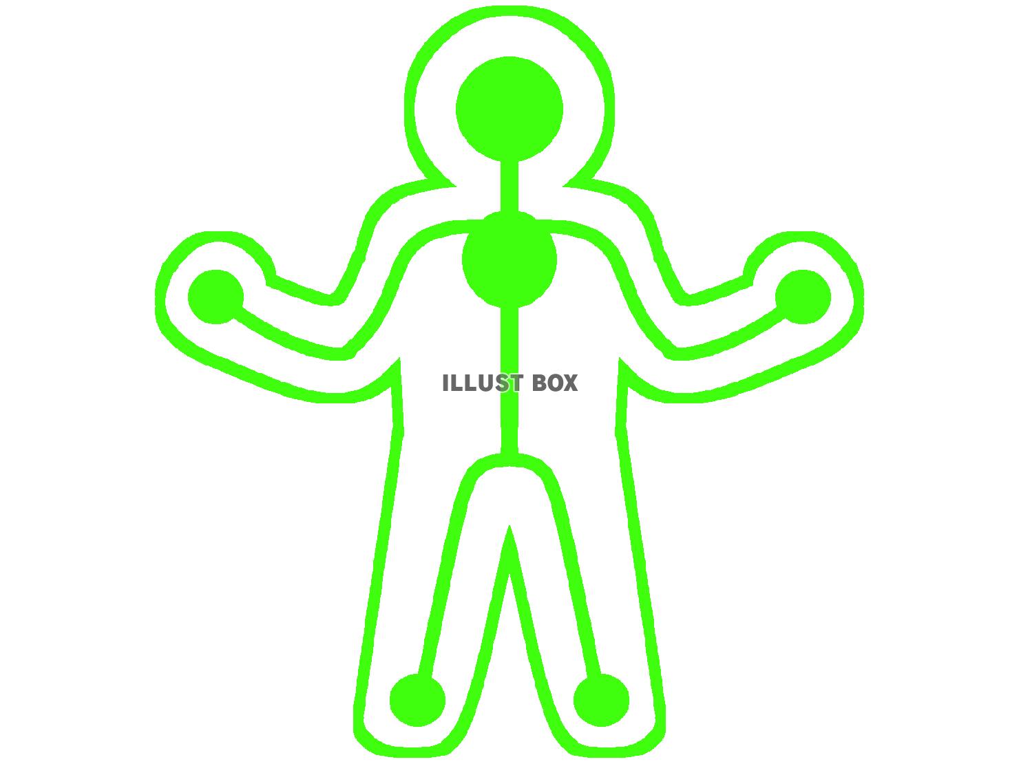 緑色の身体強化の魔法を使うピクトグラムのシルエット