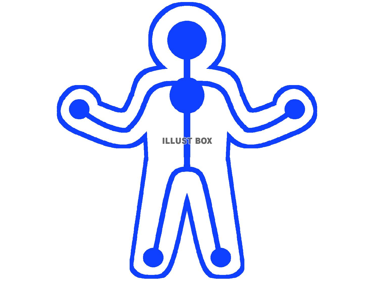 青色の身体強化の魔法を使うピクトグラムのシルエット