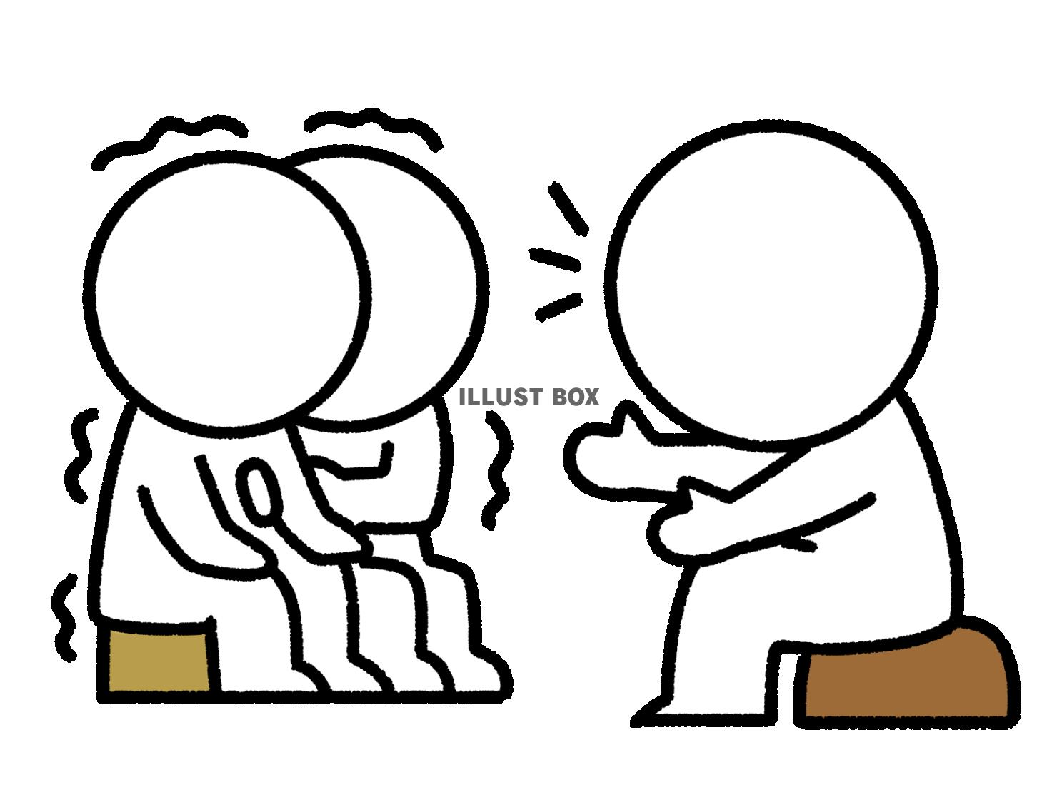 怖い話に震えあがる2人の棒人間