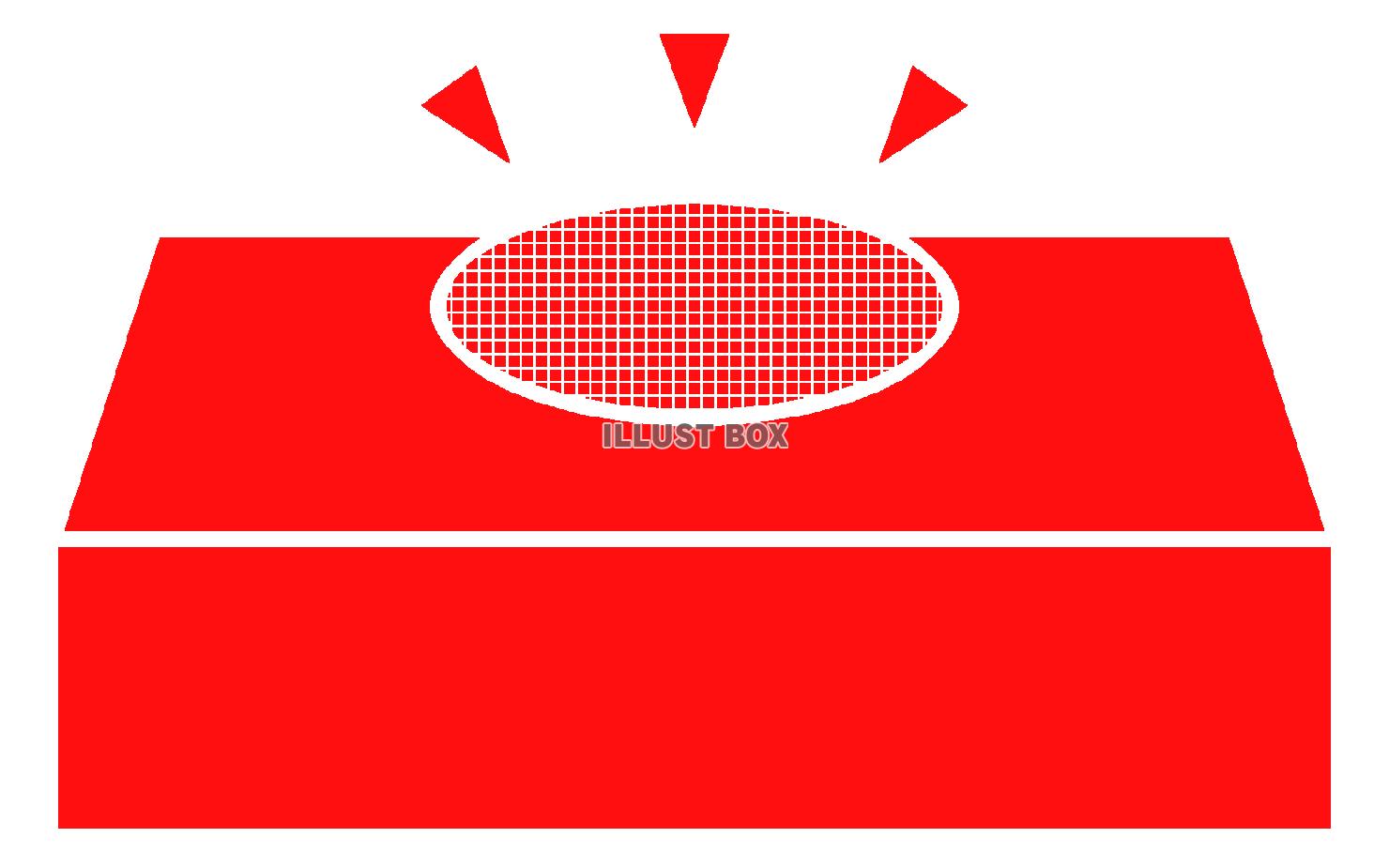 赤色のボタンのシルエット