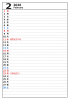 2026年２月　縦型カレンダー　