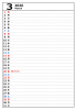 2026年３月　縦型カレンダー　