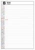 2026年８月　縦型カレンダー　