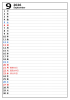 2026年９月　縦型カレンダー　