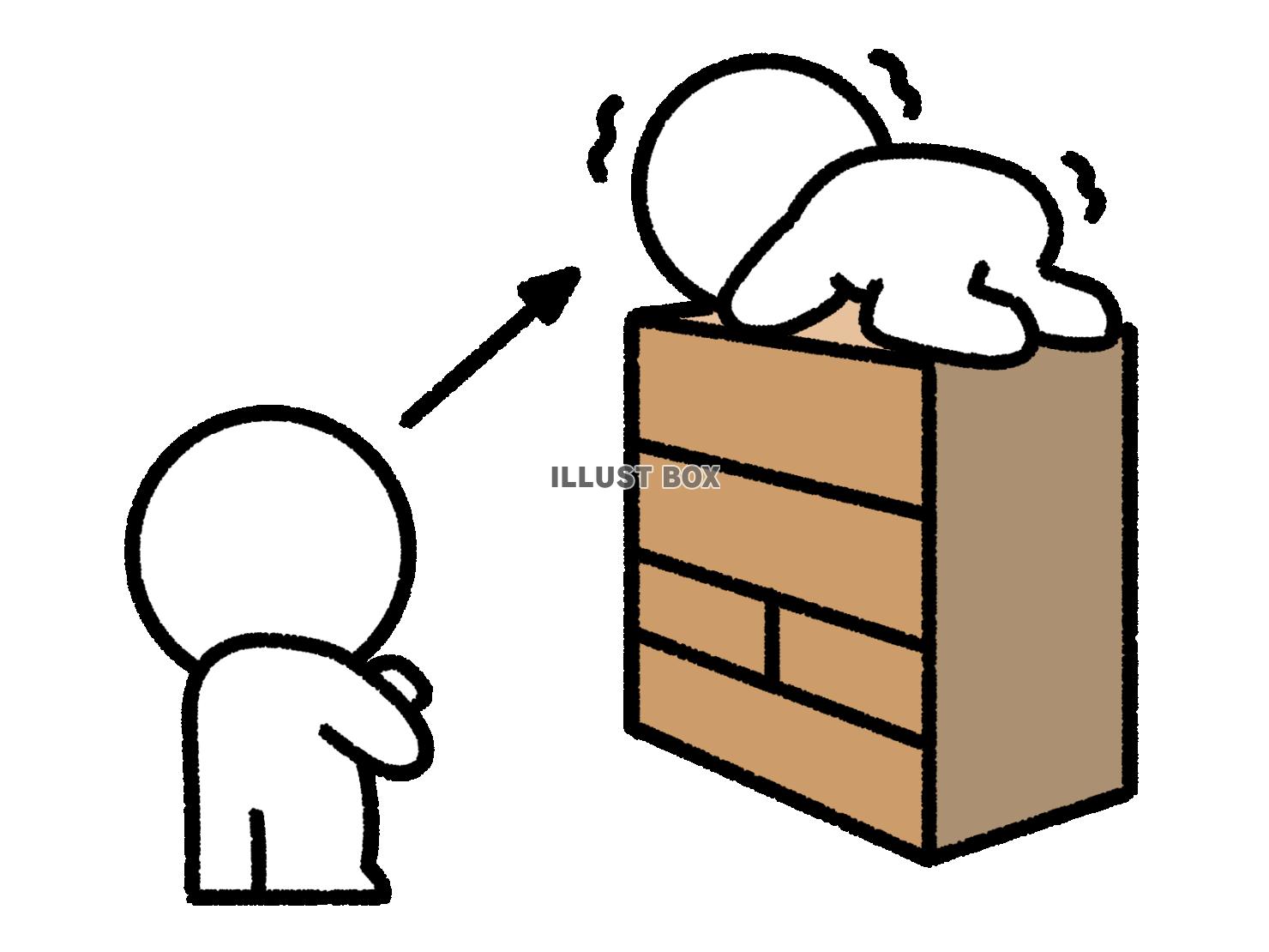 箪笥の上で震えている人を見る棒人間