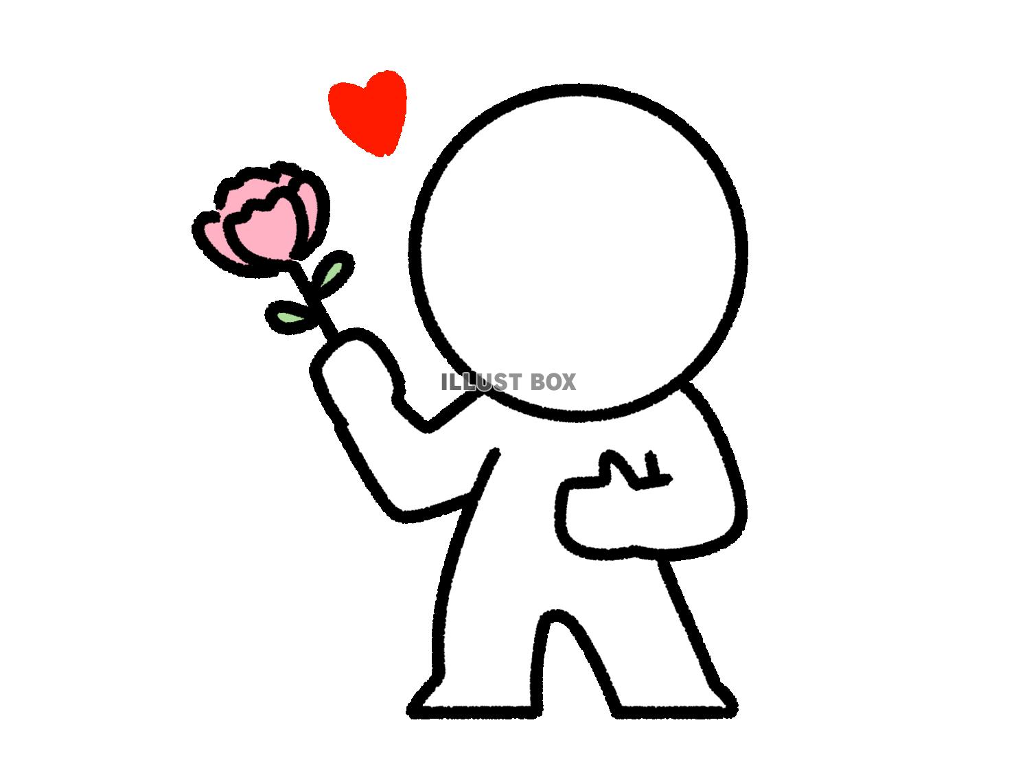 花を持って恋する棒人間