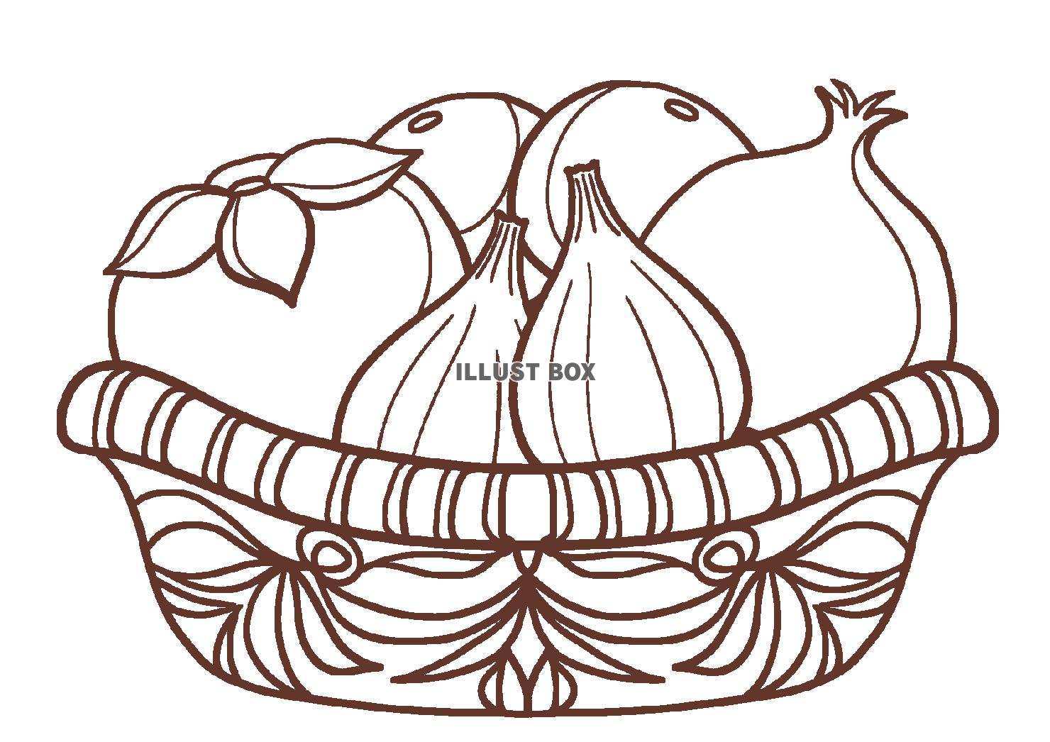 果物かごのぬりえ