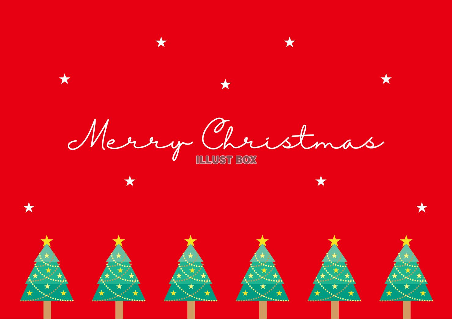 赤い背景とクリスマスツリーのクリスマスカード