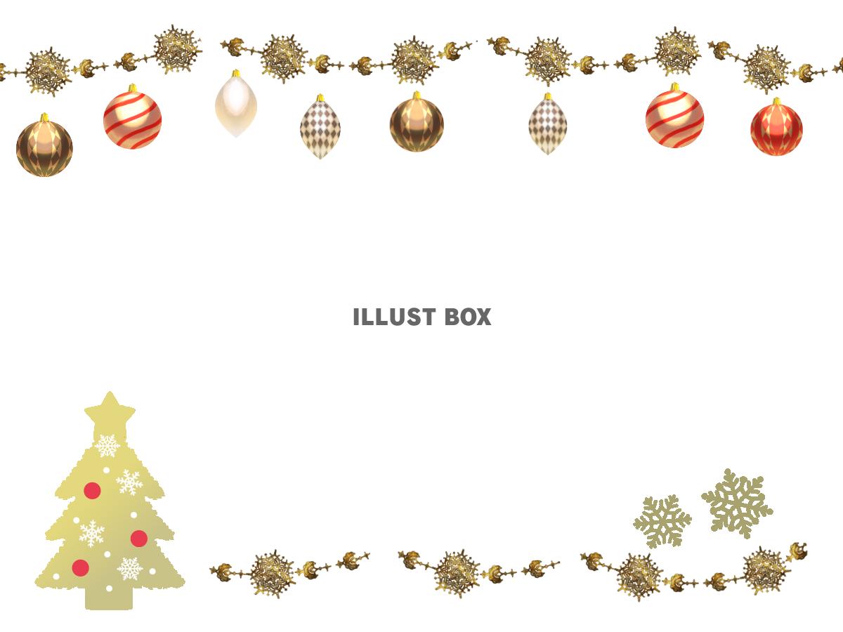 金色クリスマスツリーオーナメントフレーム　透過png