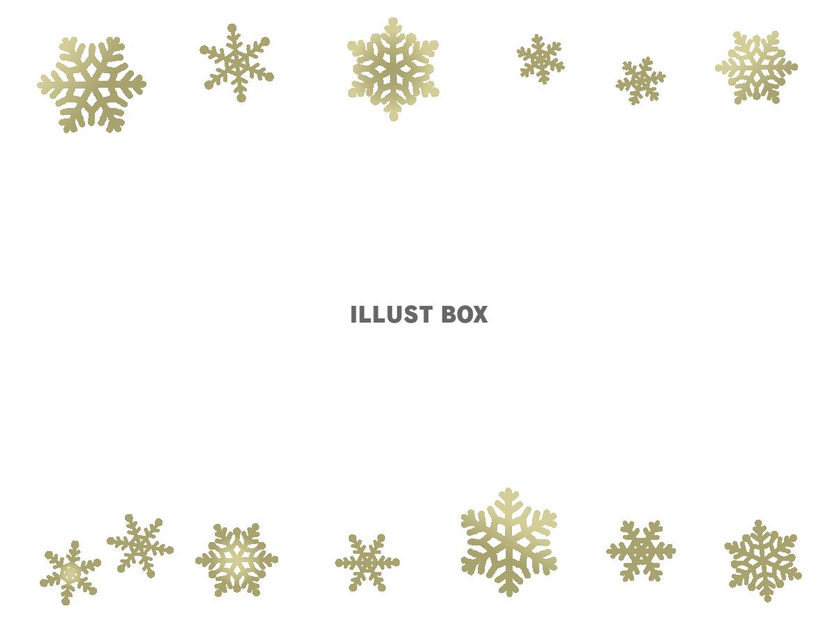 ゴールド雪の結晶フレーム　透過png