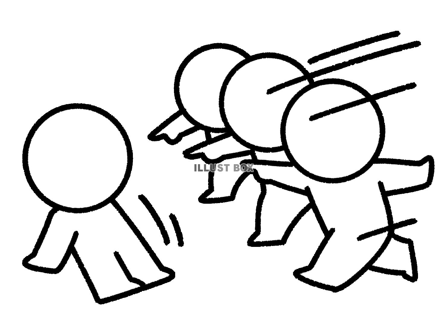 複数で抗議される棒人間