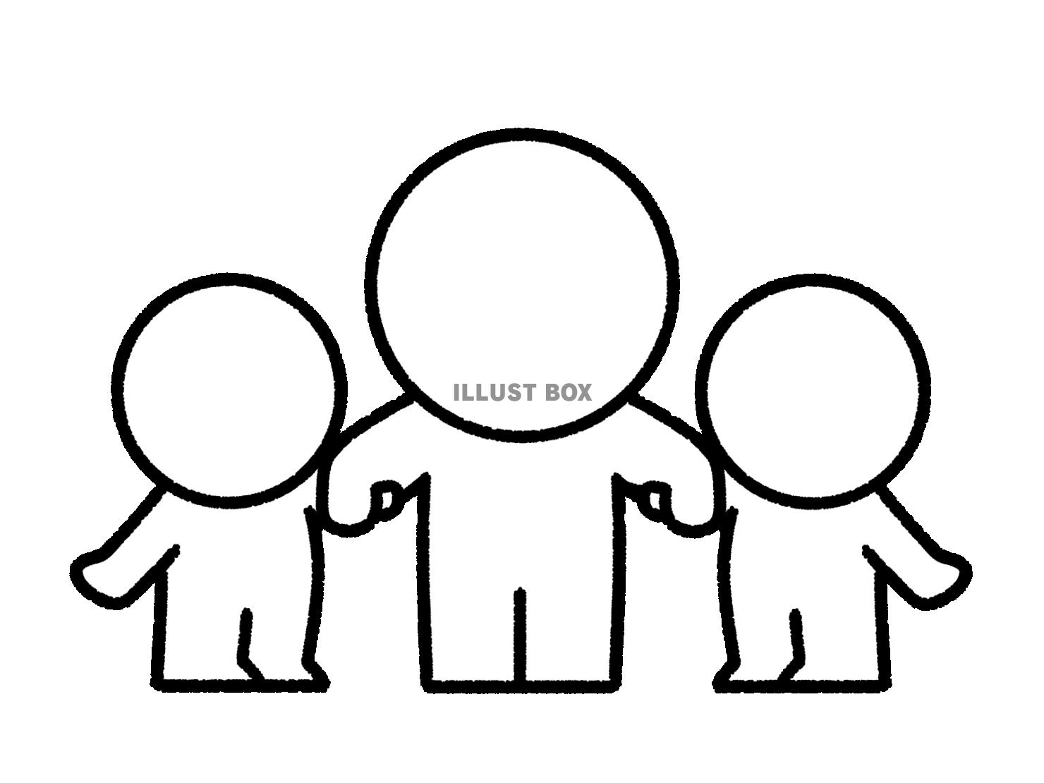 2人の子供の手を握る棒人間