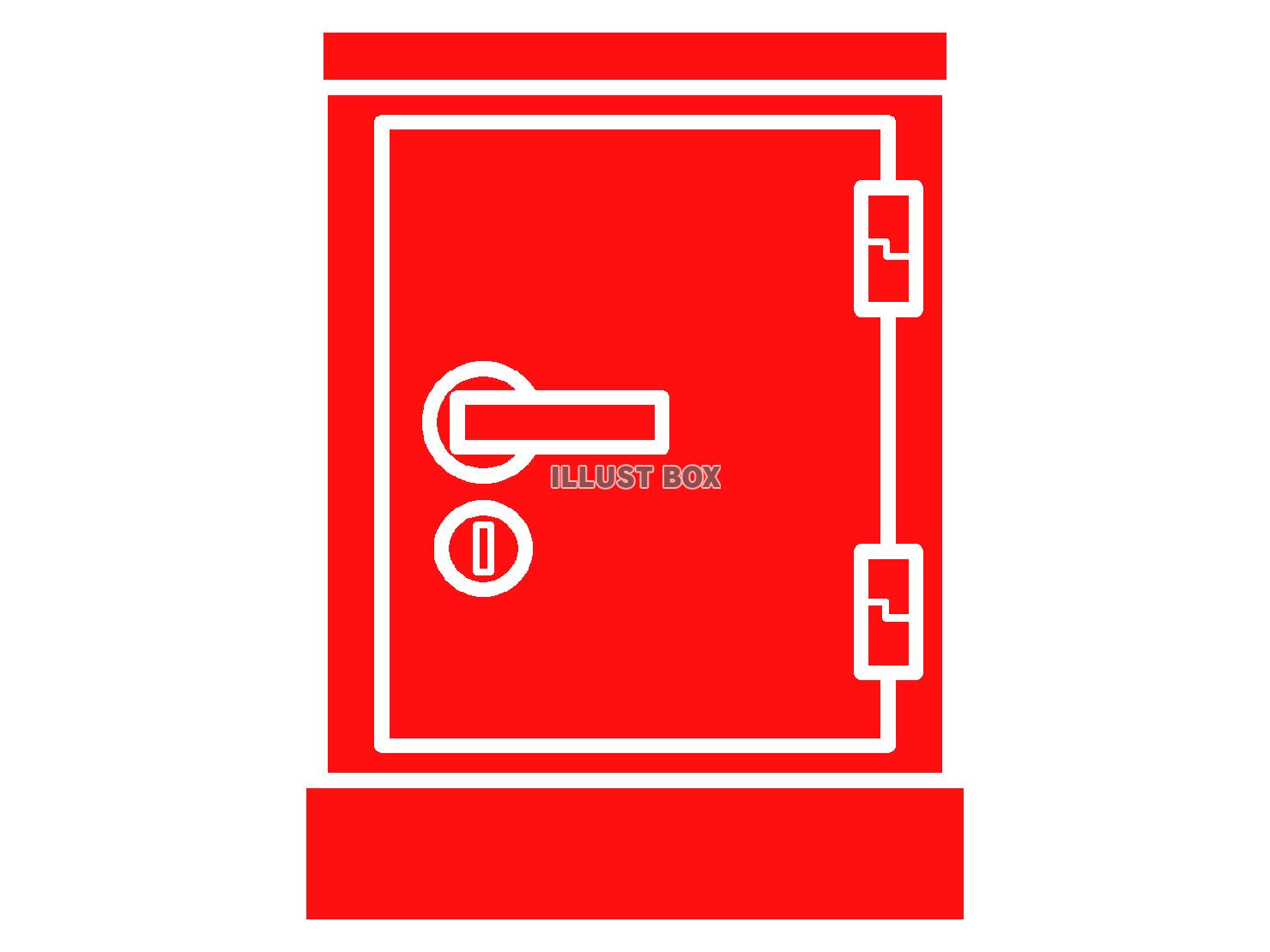 赤色の金庫のシルエット