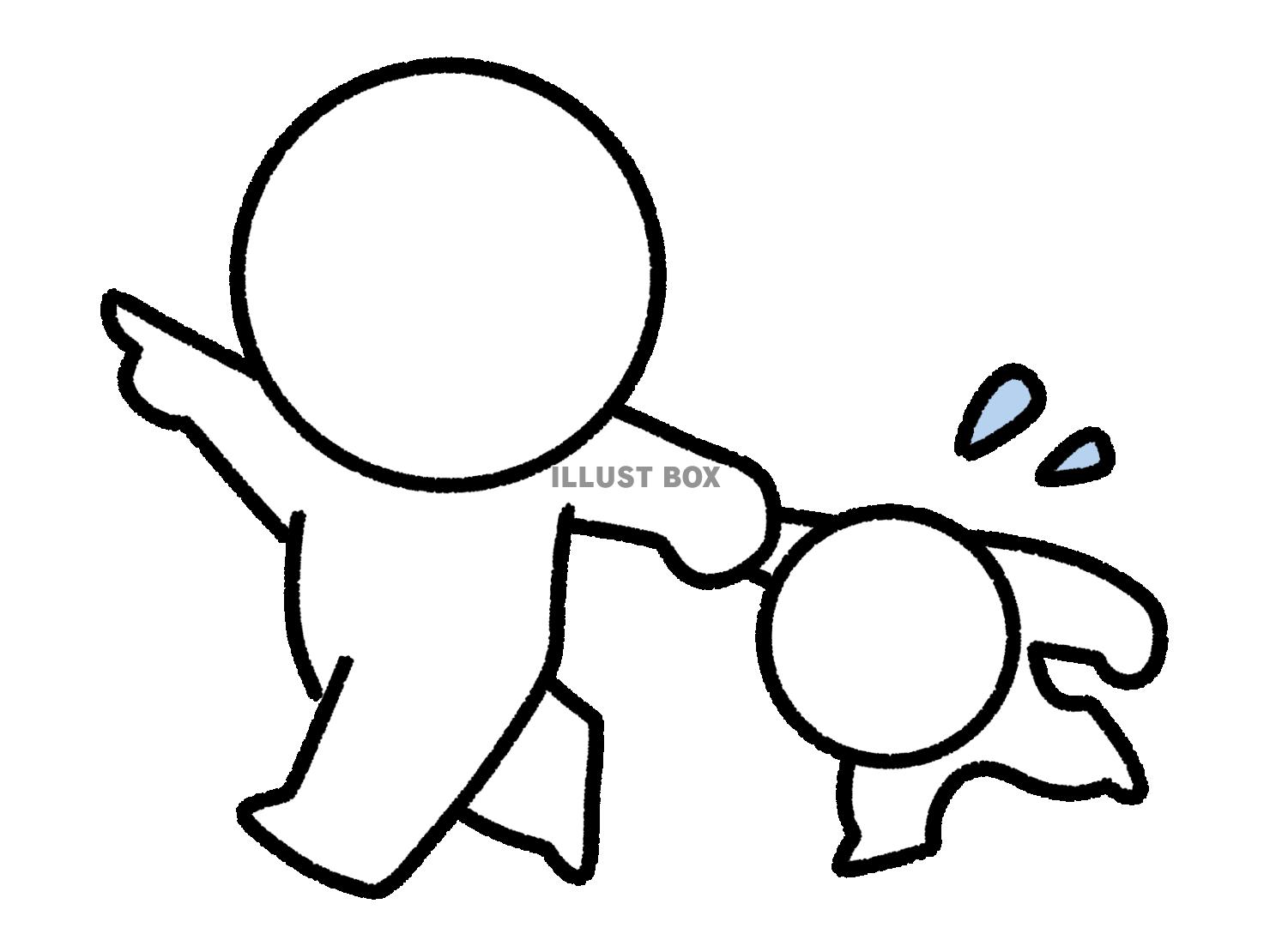 嫌がる子供を連れていく棒人間