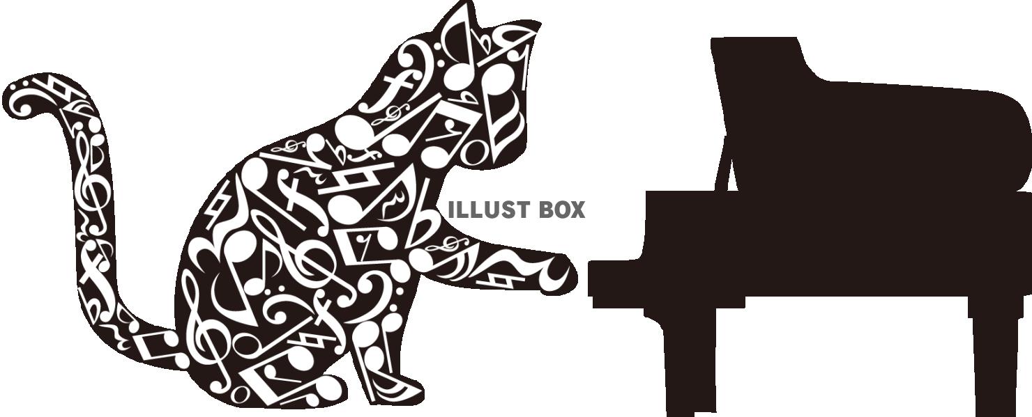 トイピアノと音符猫（透過PNG）EPSはCS2版