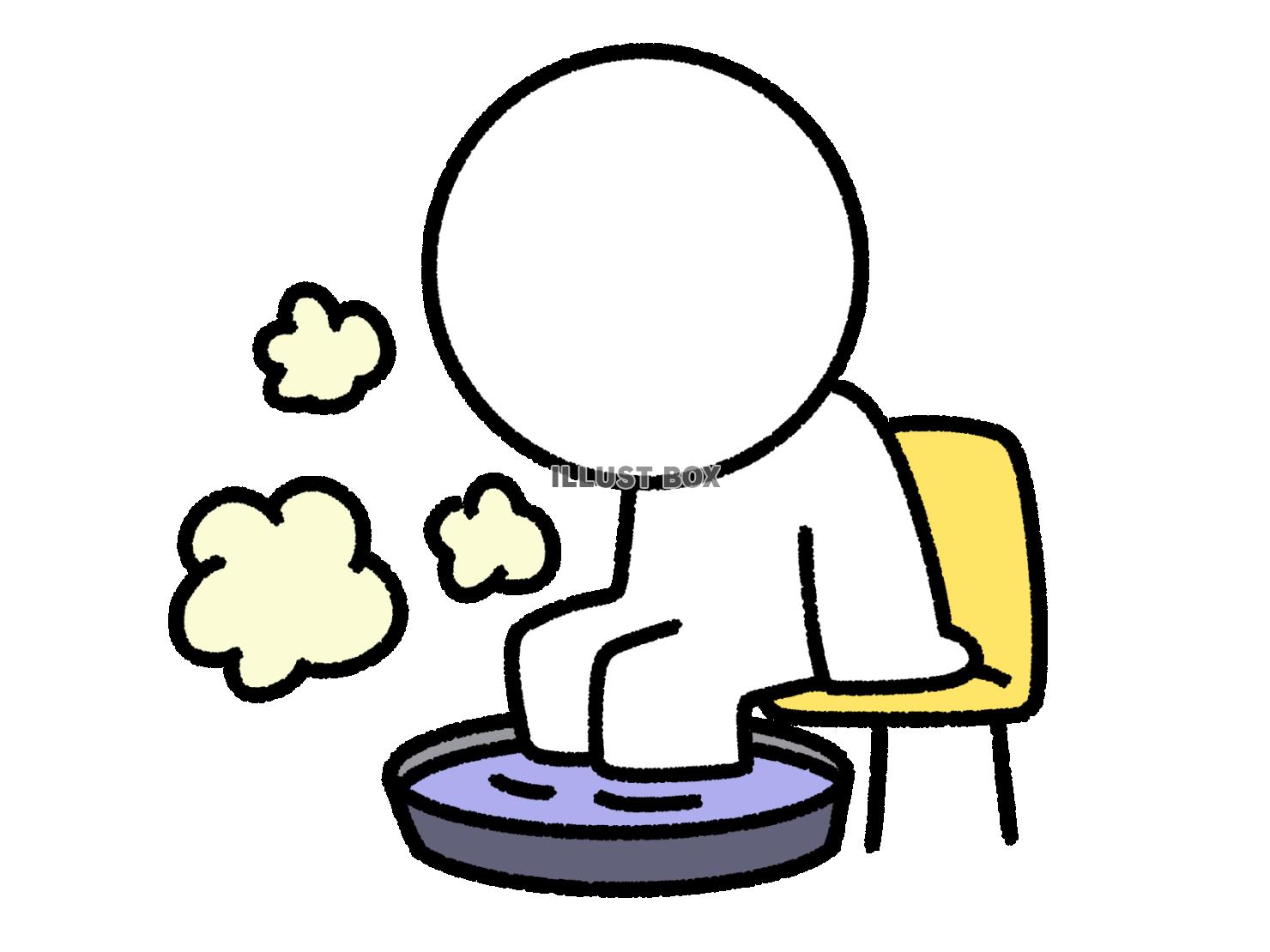 足湯でほっこりする棒人間