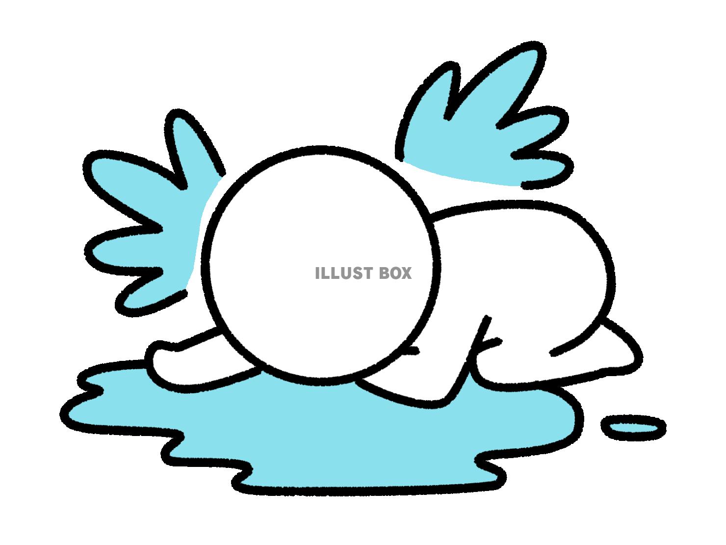 あふれ出た涙の中で泣く棒人間