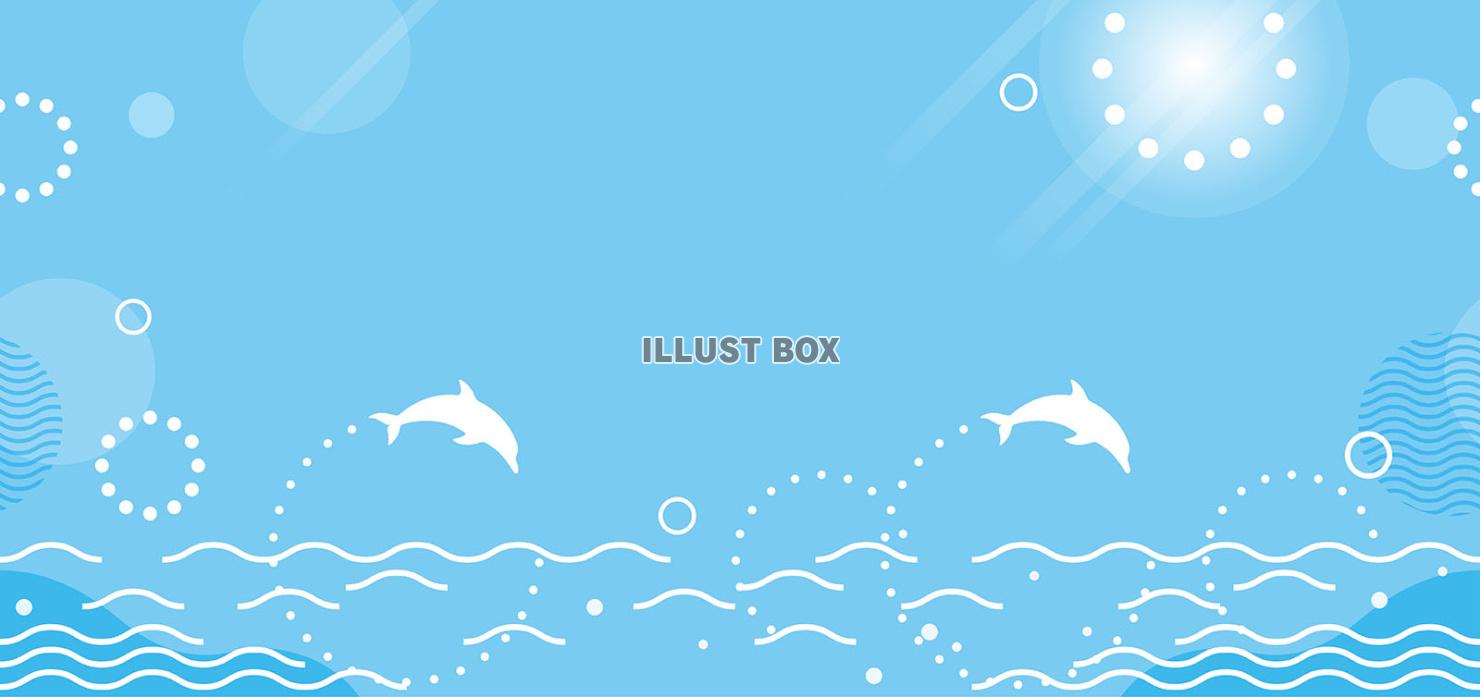 海とイルカのシームレスな背景イラスト