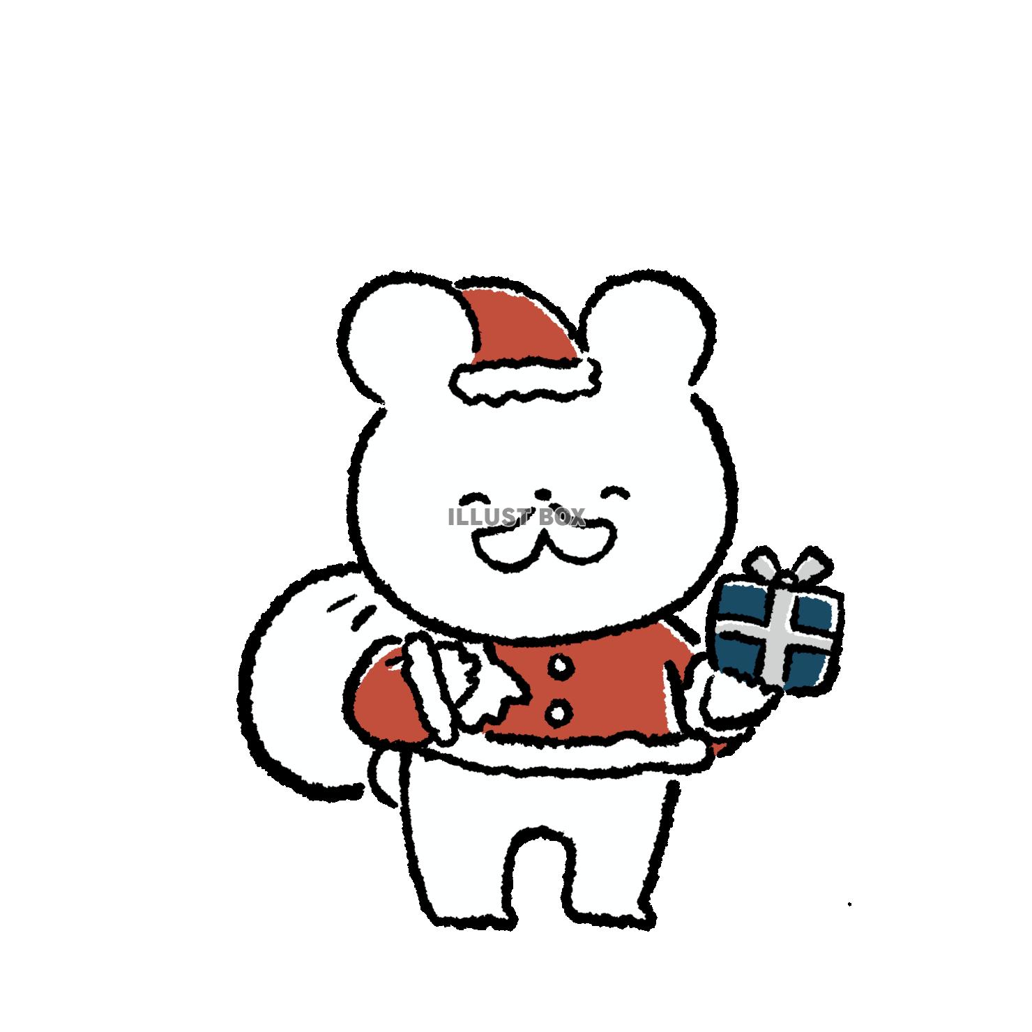 プレゼントを持つサンタのくま