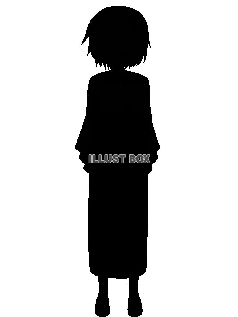 浴衣の少年のシルエット