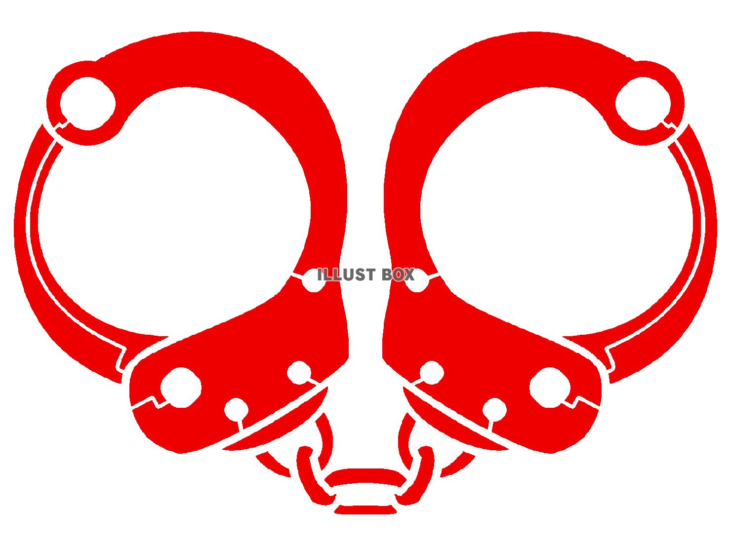 赤色の手錠のシルエット